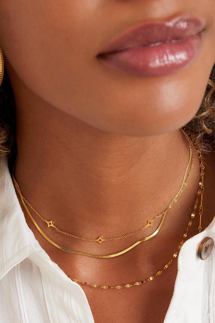 Mehrschichtige Halskette Gold Edelstahl Bild3